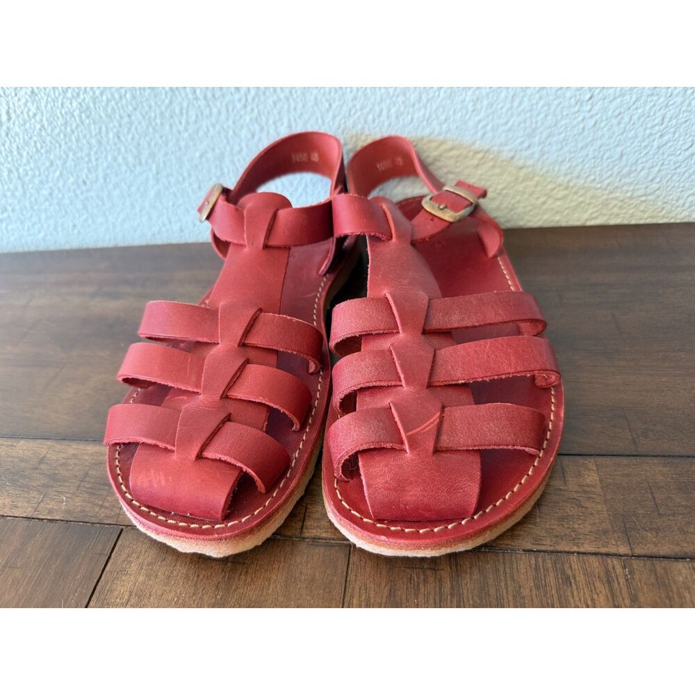 Duckfeet Fisherman Sandals-Red Leather-Sz40(9 Women's/7 Men's)